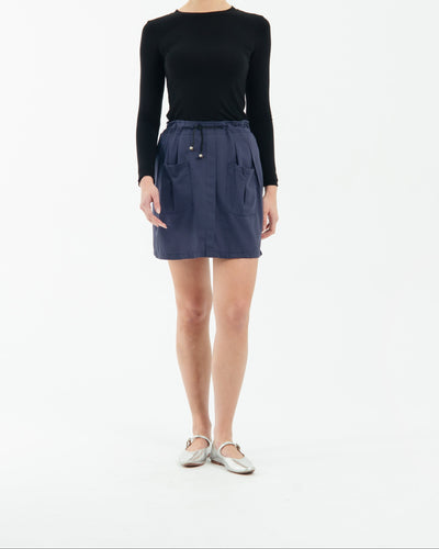 Navy Capri Linen Skirt
