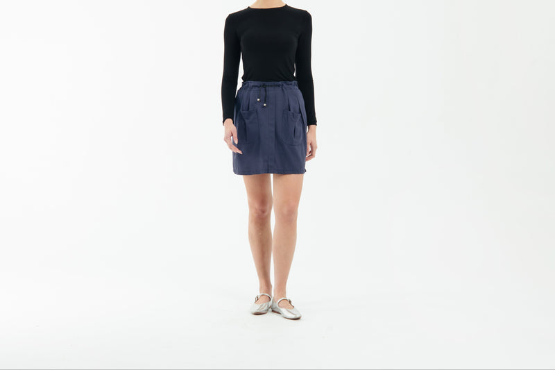 Navy Capri Linen Skirt