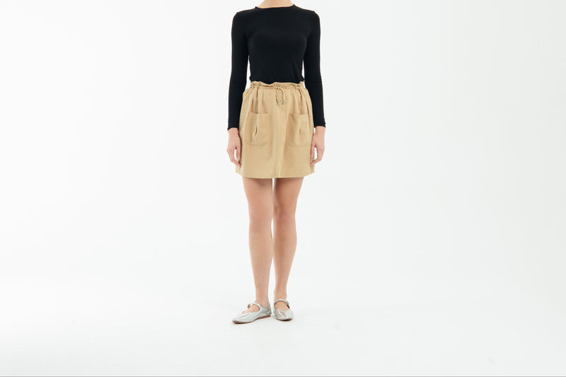 Tan Capri Linen Skirt