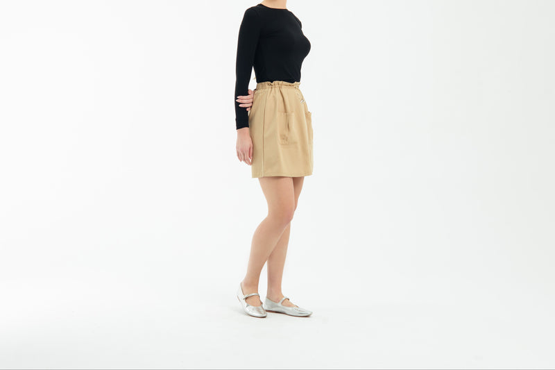 Tan Capri Linen Skirt
