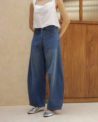 Dark Blue Everyday Barrel Jeans