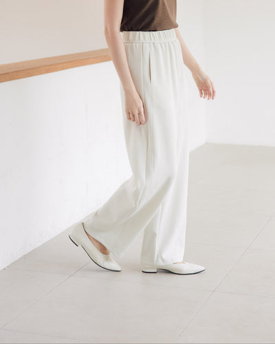 Cream Bamboo Lyocell Easy Barrel Pants