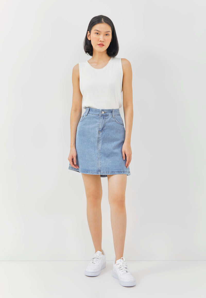 Basic Denim Skirt - Hellolilo