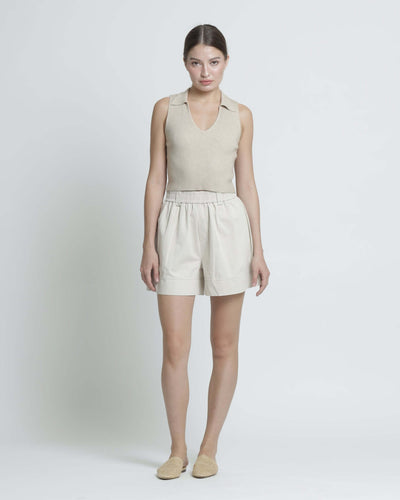 Beige Basic Cotton Shorts - Hellolilo