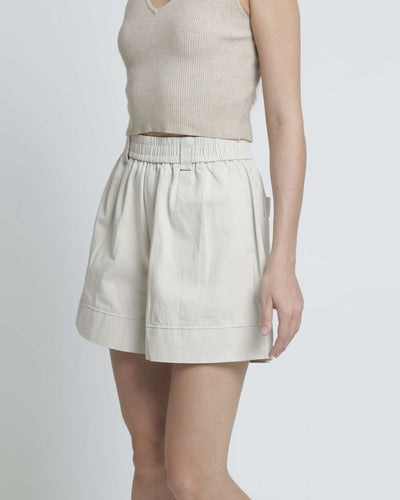 Beige Basic Cotton Shorts - Hellolilo