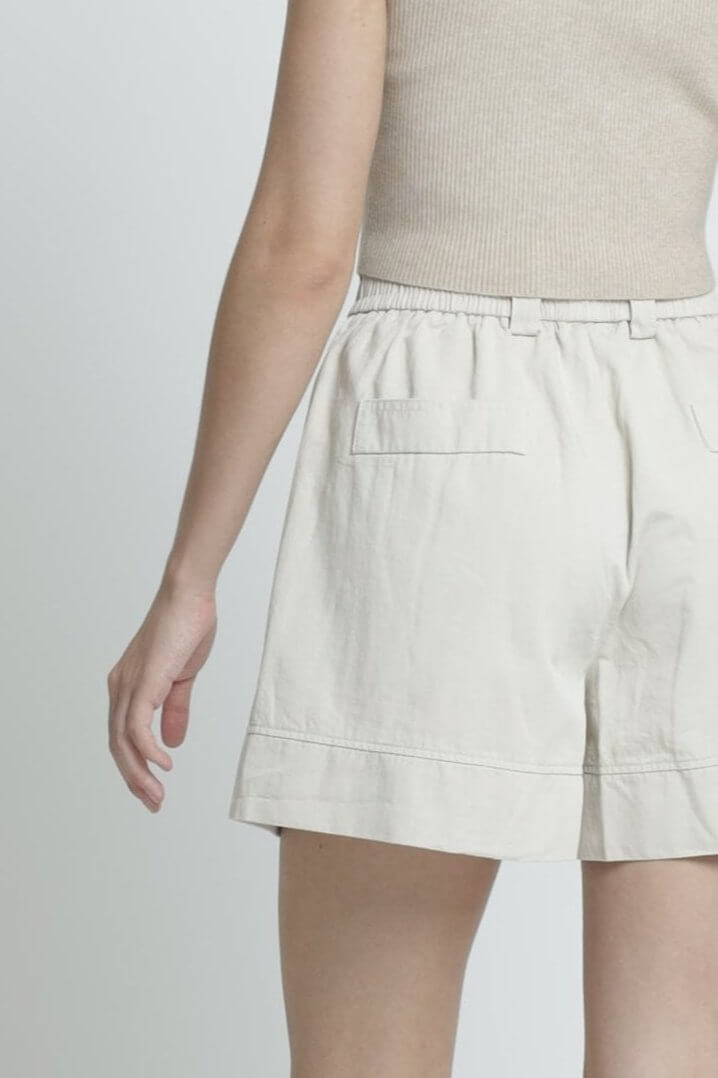 Beige Basic Cotton Shorts - Hellolilo