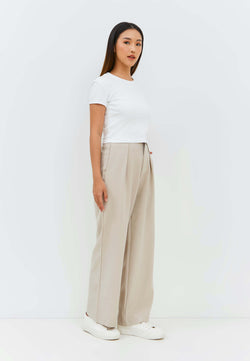 Beige Basic Pants - Hellolilo