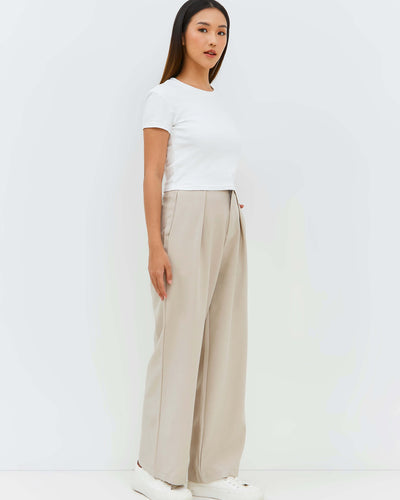 Beige Basic Pants - Hellolilo