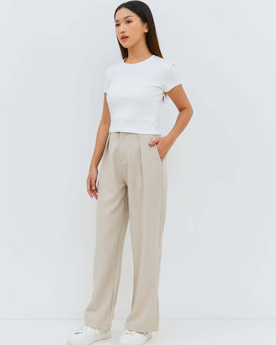 Beige Basic Pants - Hellolilo