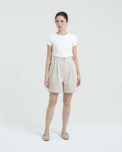 Beige Daily Capri Shorts - Hellolilo