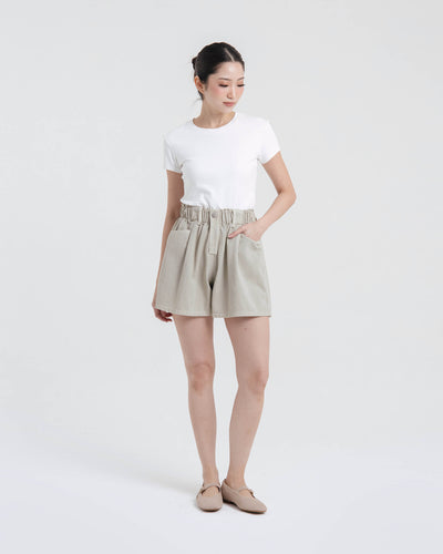 Beige Denim Shorts - Hellolilo