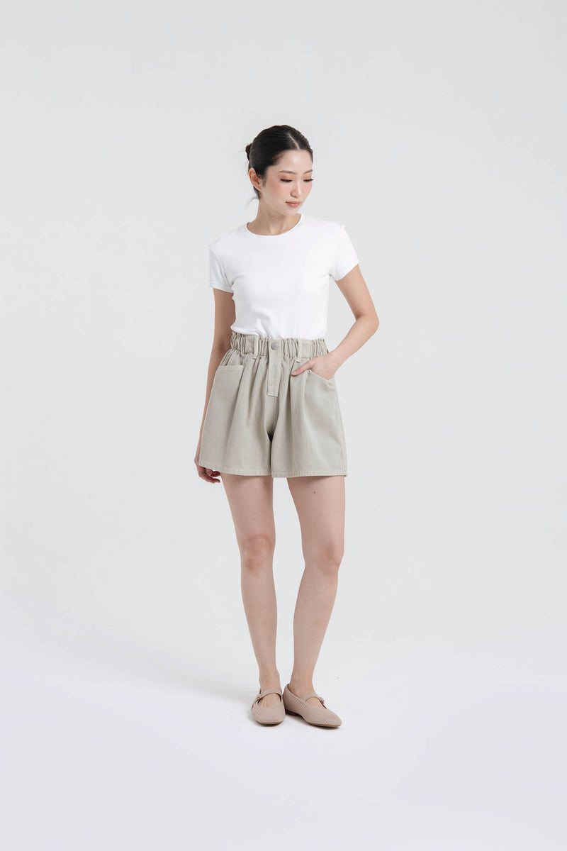 Beige Denim Shorts - Hellolilo