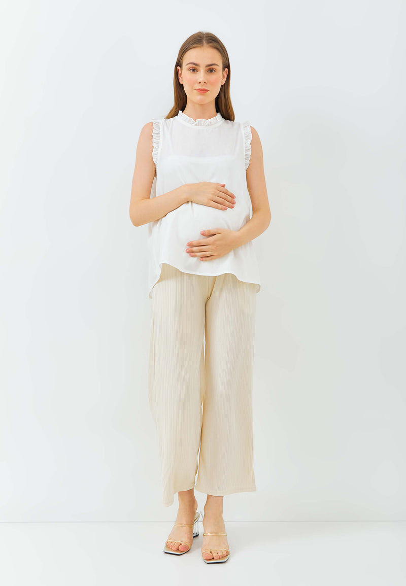 Beige Knit Maternity Pants - Hellolilo
