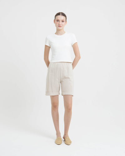 Beige Linen Shorts - Hellolilo