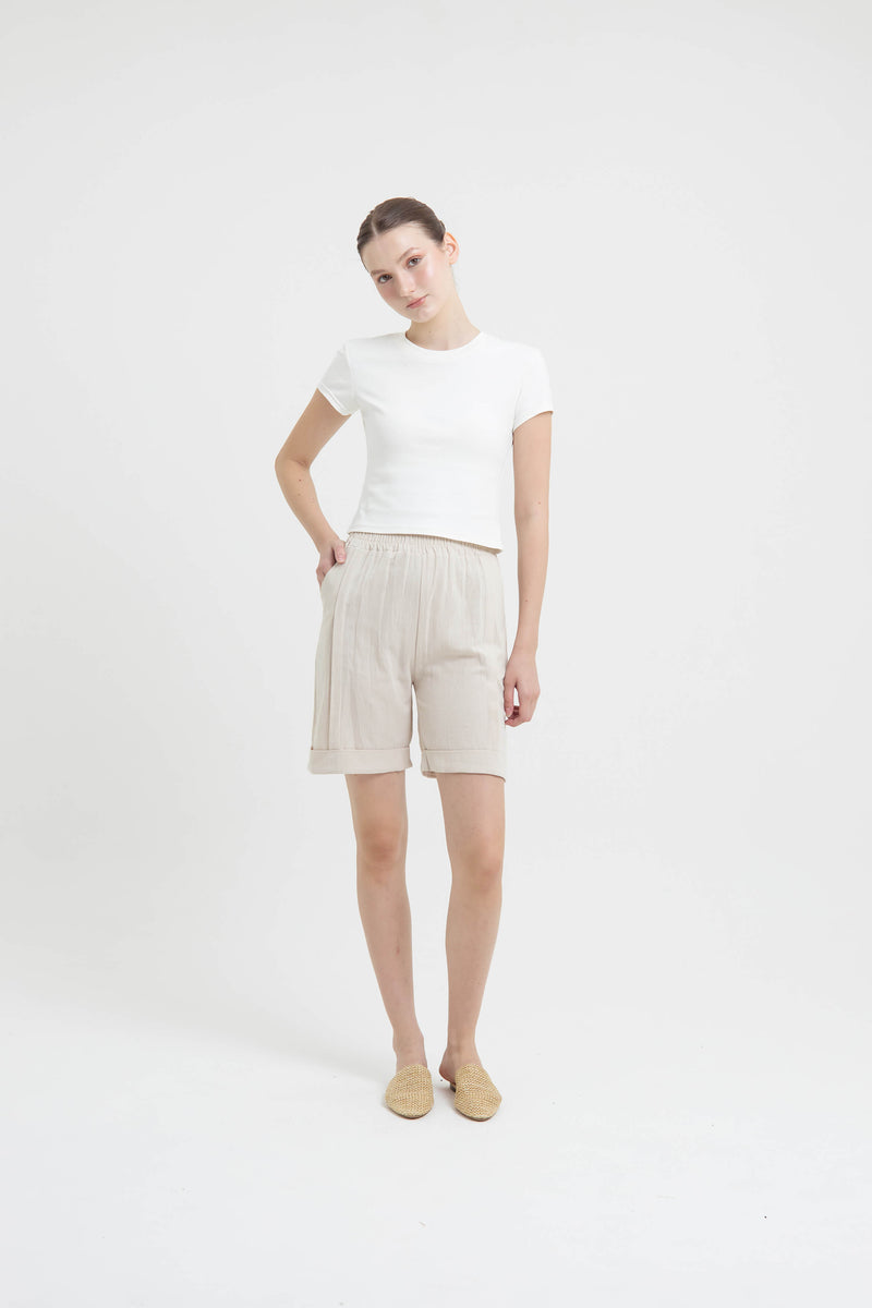 Beige Linen Shorts - Hellolilo