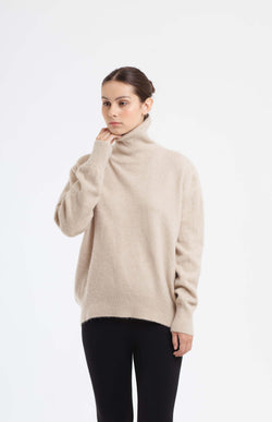 Beige Oversized Knit Sweater - Hellolilo