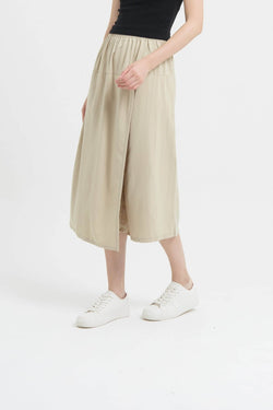 Beige Wrap Skirt Pants - Hellolilo