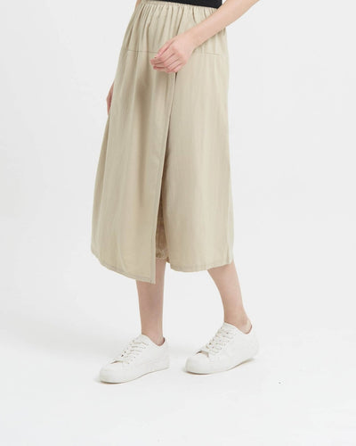 Beige Wrap Skirt Pants - Hellolilo