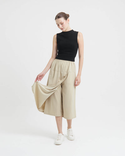 Beige Wrap Skirt Pants - Hellolilo