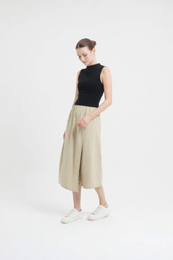 Beige Wrap Skirt Pants - Hellolilo