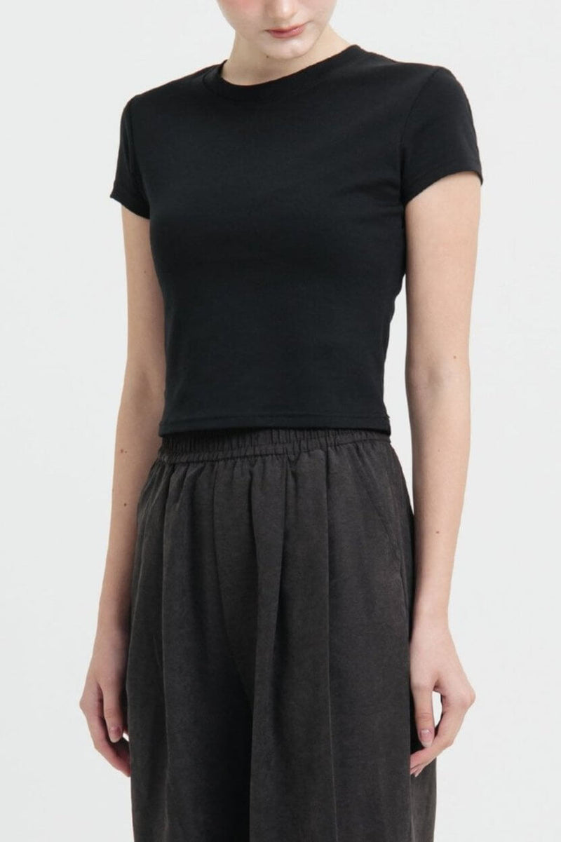 Black Airy Bamboo Fitted T-Shirt - Hellolilo