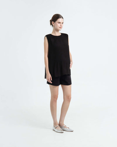 Black Airy Bamboo Maternity Shorts - Hellolilo