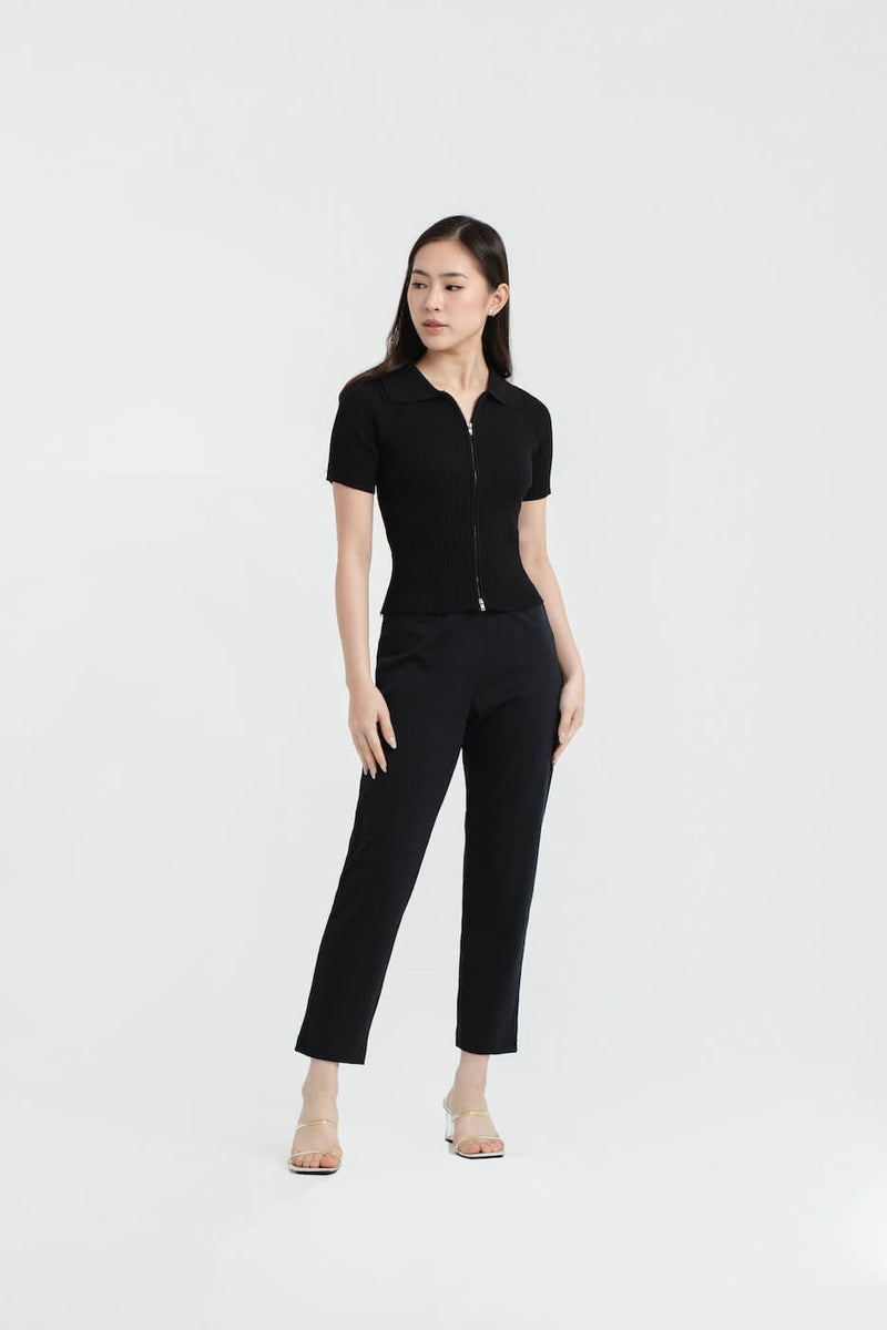 Black Airy Bamboo Relaxed Pants - Hellolilo