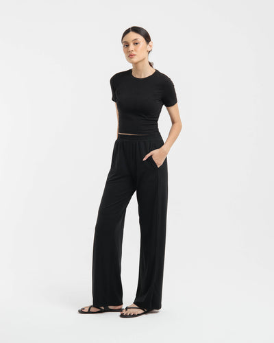 Black Bamboo Basic Pants - Hellolilo