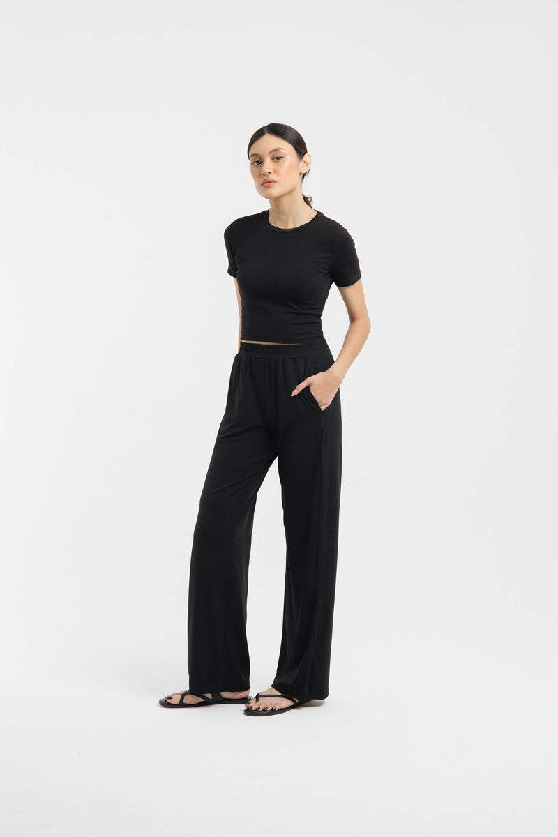 Black Bamboo Basic Pants - Hellolilo