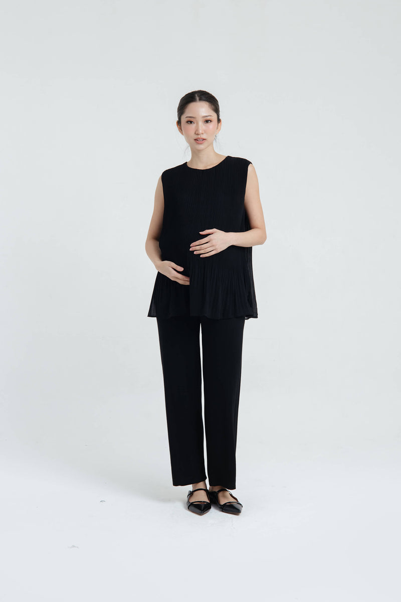 Black Bamboo Cotton Maternity Pants - Hellolilo