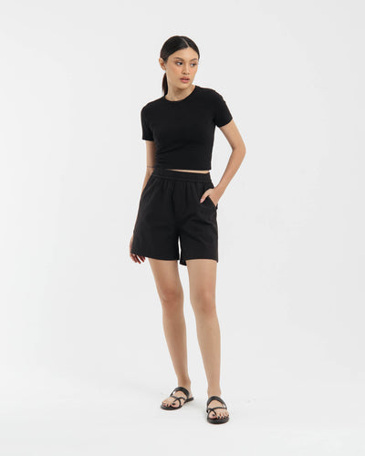 Black Bamboo Denim Shorts - Hellolilo