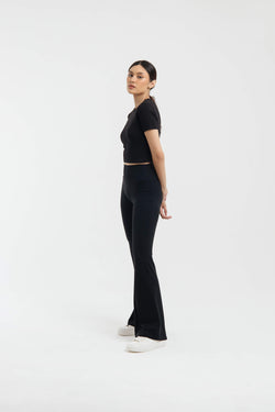 Black Bamboo Flare Pants - Hellolilo