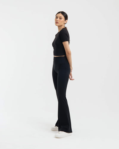 Black Bamboo Flare Pants - Hellolilo