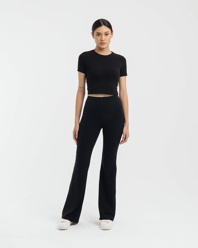 Black Bamboo Flare Pants - Hellolilo