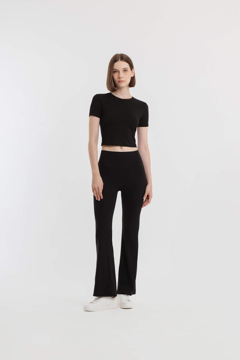 Black Bamboo Flare Pants - Hellolilo