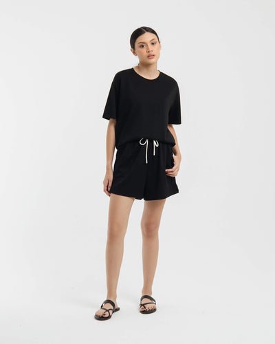 Black Bamboo Lyocell Basic Shorts - Hellolilo