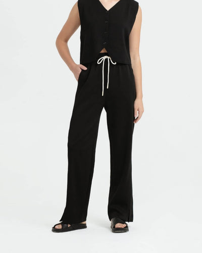 Black Bamboo Lyocell Slit Pants - Hellolilo