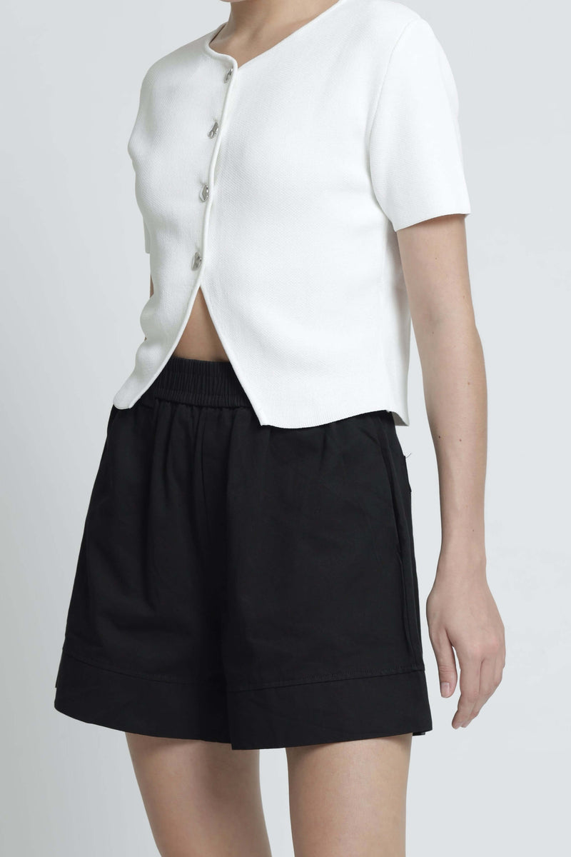 Black Basic Cotton Shorts - Hellolilo