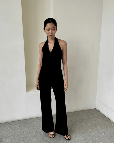 Black Flare Slit Pants - Hellolilo