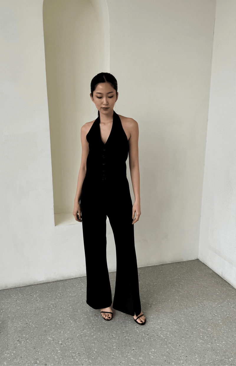 Black Flare Slit Pants - Hellolilo