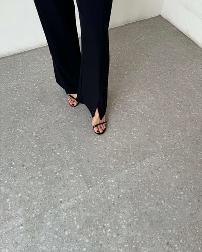 Black Flare Slit Pants - Hellolilo