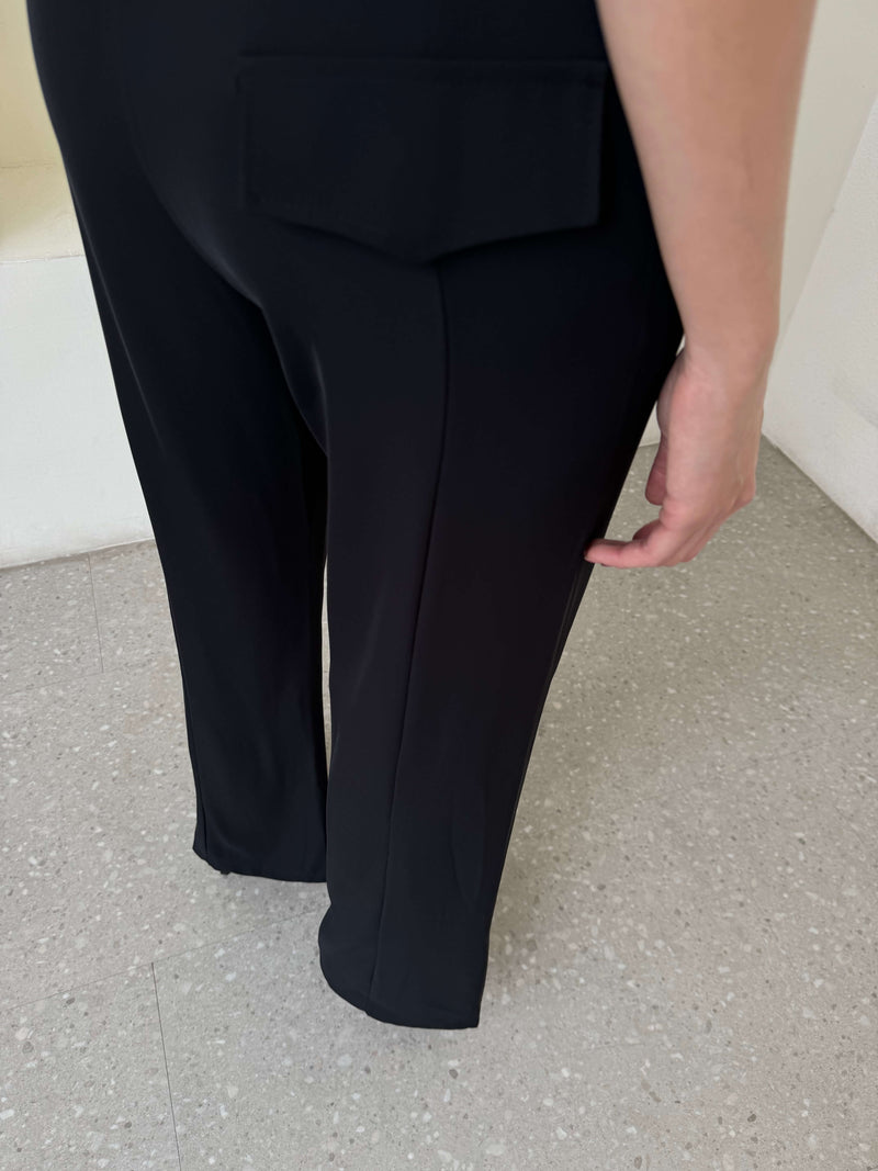 Black Flare Slit Pants - Hellolilo