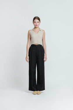 Black Fleur Loose Pants - Hellolilo