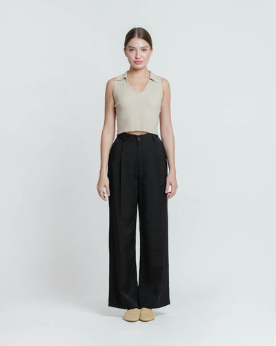 Black Fleur Loose Pants - Hellolilo