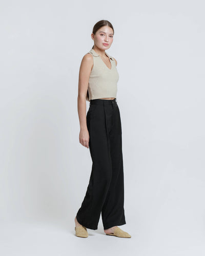 Black Fleur Loose Pants - Hellolilo