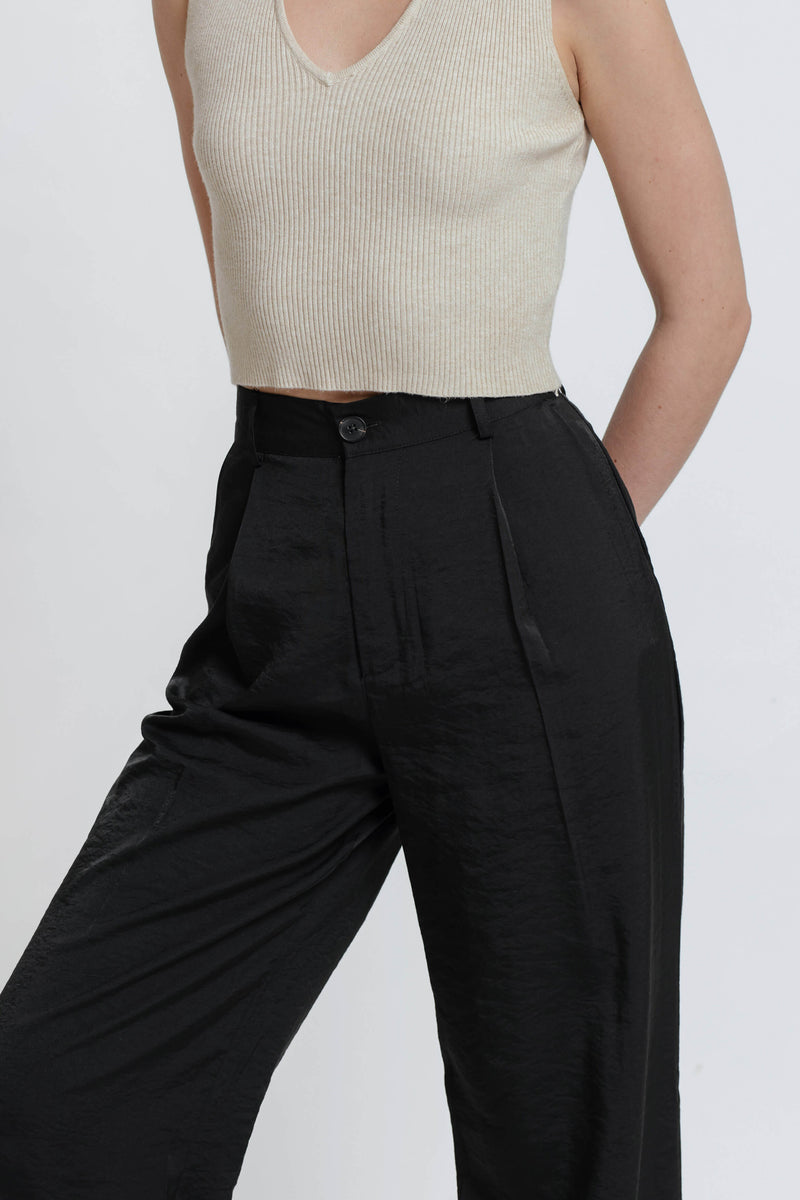 Black Fleur Loose Pants - Hellolilo