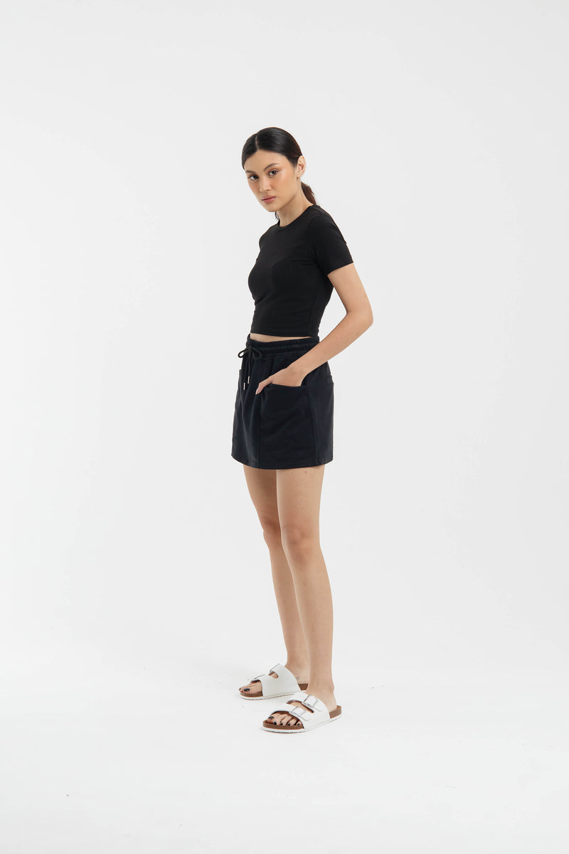 Black Jersey Cargo Skirt - Hellolilo