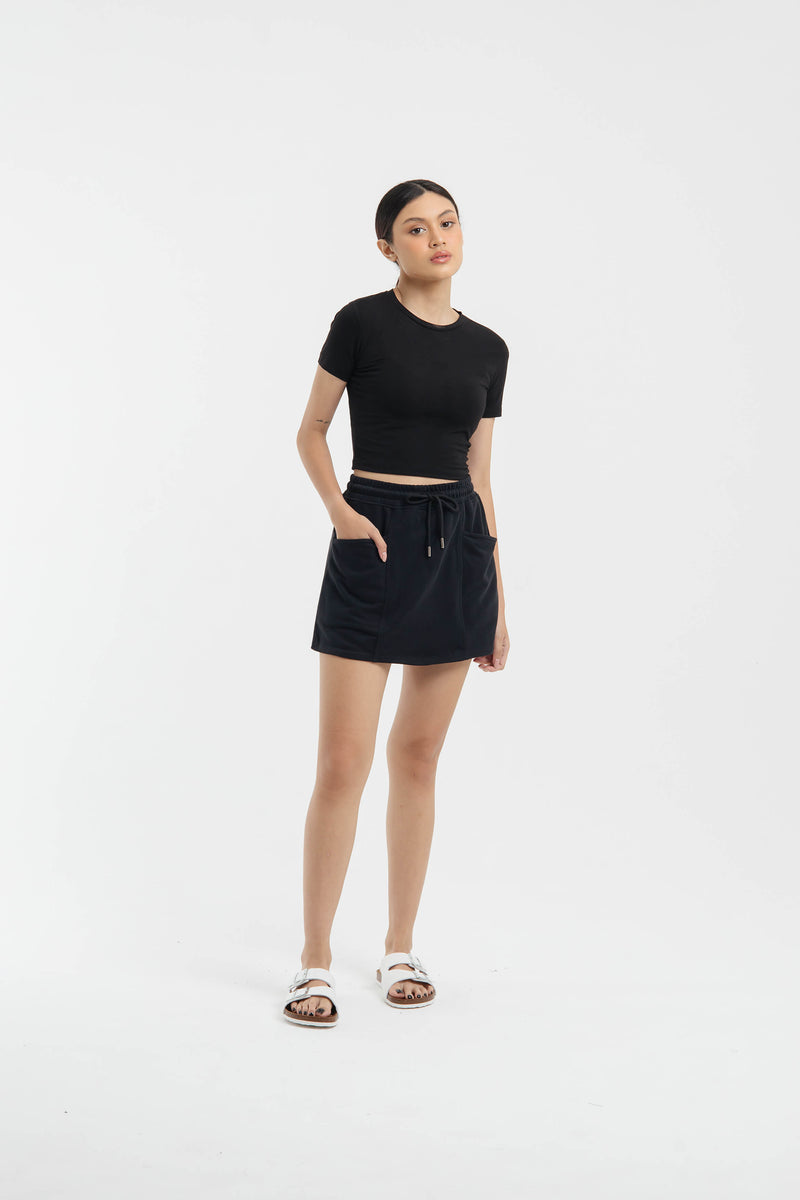 Black Jersey Cargo Skirt - Hellolilo