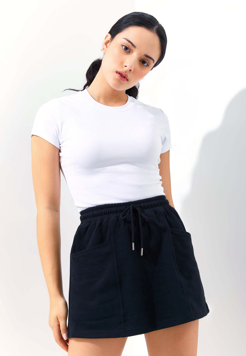 Black Jersey Cargo Skirt - Hellolilo