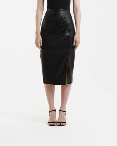 Black Leatherette Skirt - Hellolilo